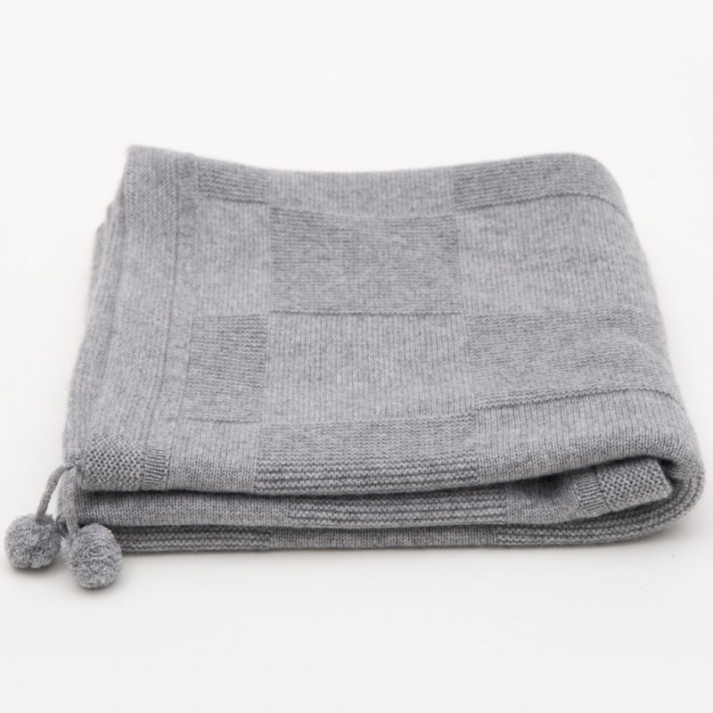 Cashmere baby blanket Louis - Les Tricots de Margot Paris Colour Grey